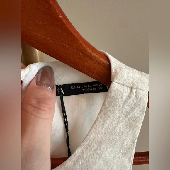 ZARA Linen-Look Cropped Tank Top – White – Size XS - Picture 6 of 7